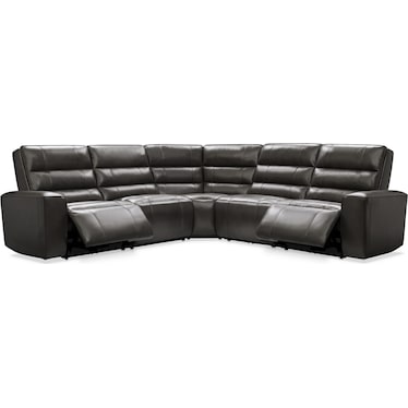 Hartley 5-Piece Dual-Power Reclining Sectional with 2 Reclining Seats - Charcoal