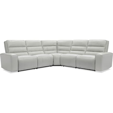 Hartley 5-Piece Dual-Power Reclining Sectional with 2 Reclining Seats - Light Gray