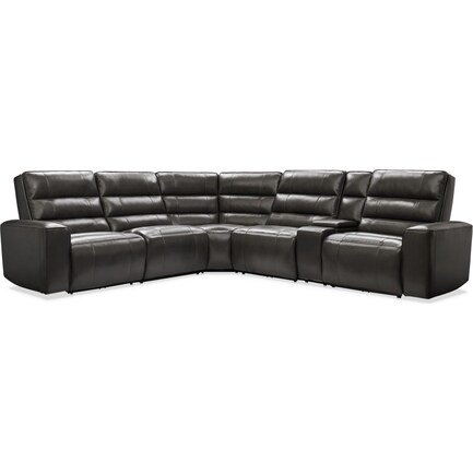 Hartley 6-Piece Dual-Power Reclining Sectional with 2 Reclining Seats - Charcoal