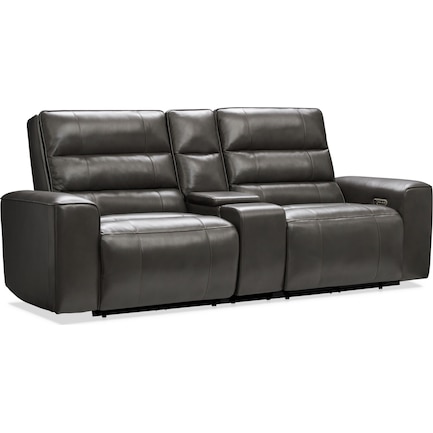 Hartley 3-Piece Dual-Power Reclining Sofa with Console - Charcoal
