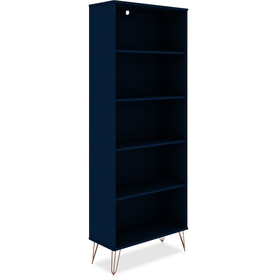 Harvard 5 Shelf Wide Bookcase Blue Value City Furniture