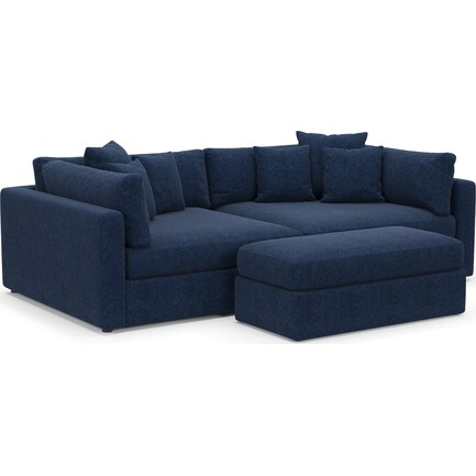 Haven 2-Piece Media Sofa and Ottoman - Oslo Navy