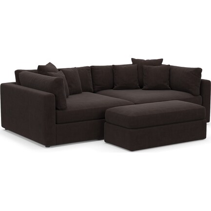 Haven Foam Comfort 2-Piece Media Sofa and Ottoman - Merrimac Dark Brown