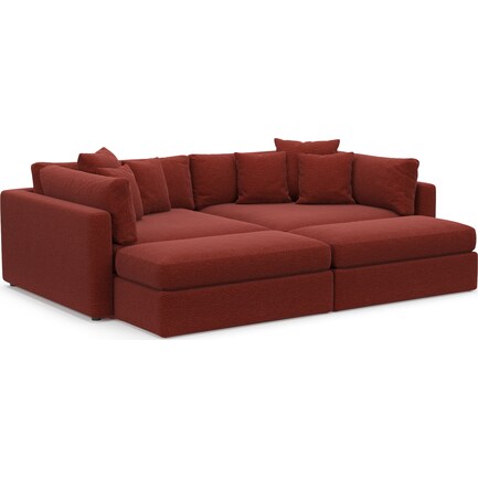 Haven Core Comfort 2-Piece Media Sofa and 2 Ottomans - Bloke Brick