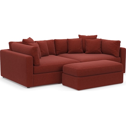 Haven Foam Comfort 2-Piece Media Sofa and Ottoman - Bloke Brick