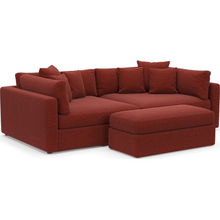 Haven Core Comfort 2-Piece Media Sofa and Ottoman - Bloke Brick