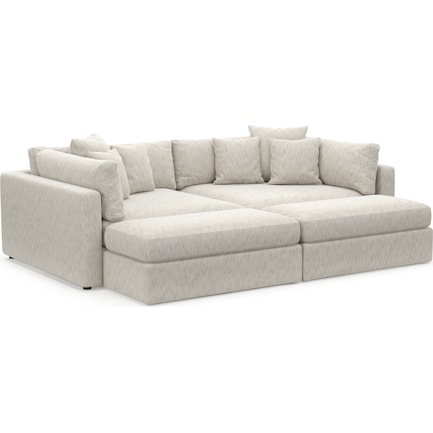 Haven Foam Comfort 2-Piece Media Sofa and 2 Ottomans - P.T. Cream