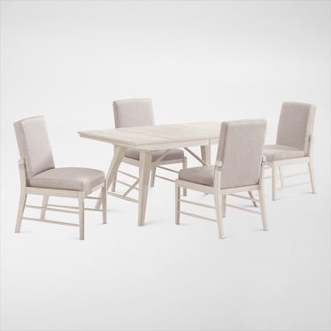 Hayward Solid Wood Large Extendable Dining Table & 4 Upholstered Chairs - White