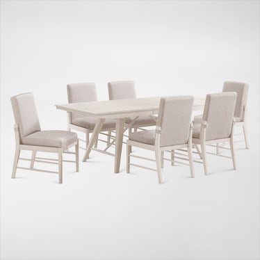 Hayward Solid Wood Large Extendable Dining Table & 6 Upholstered Chairs - White