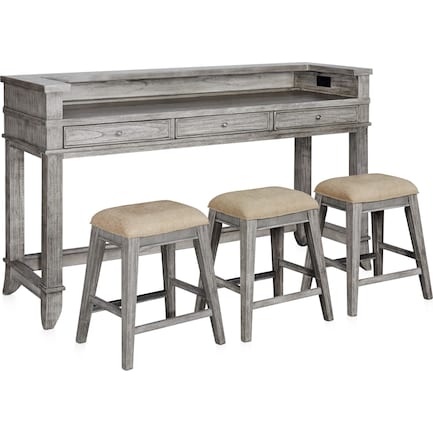 Hazel Gameday Console Table and 3 Stools - Gray