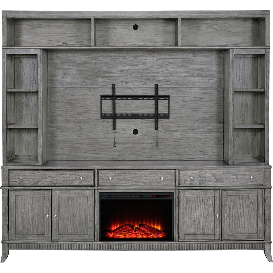 Hazel Entertainment Wall with Fireplace Value City Furniture