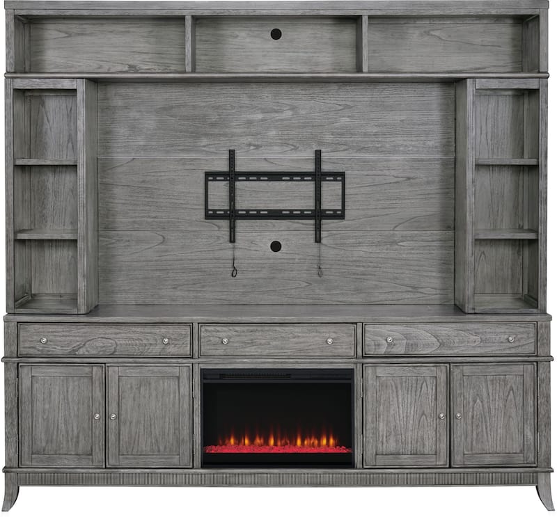 Hazel Entertainment Wall with Fireplace Value City Furniture