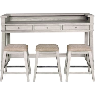 Hazel Gameday Console Table and 3 Stools - Water White