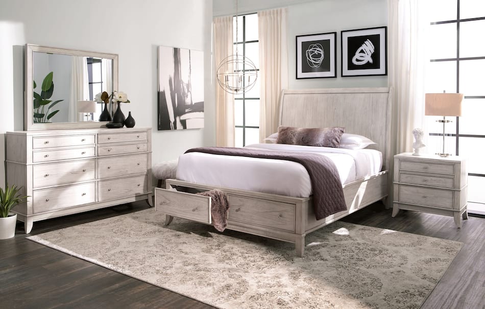 Hazel 5Piece Queen Bedroom Set with Dresser and Mirror Water White