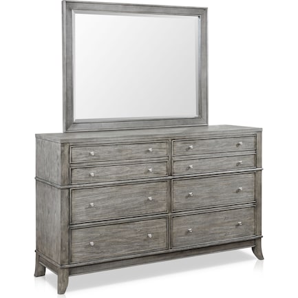 Hazel Dresser and Mirror - Gray