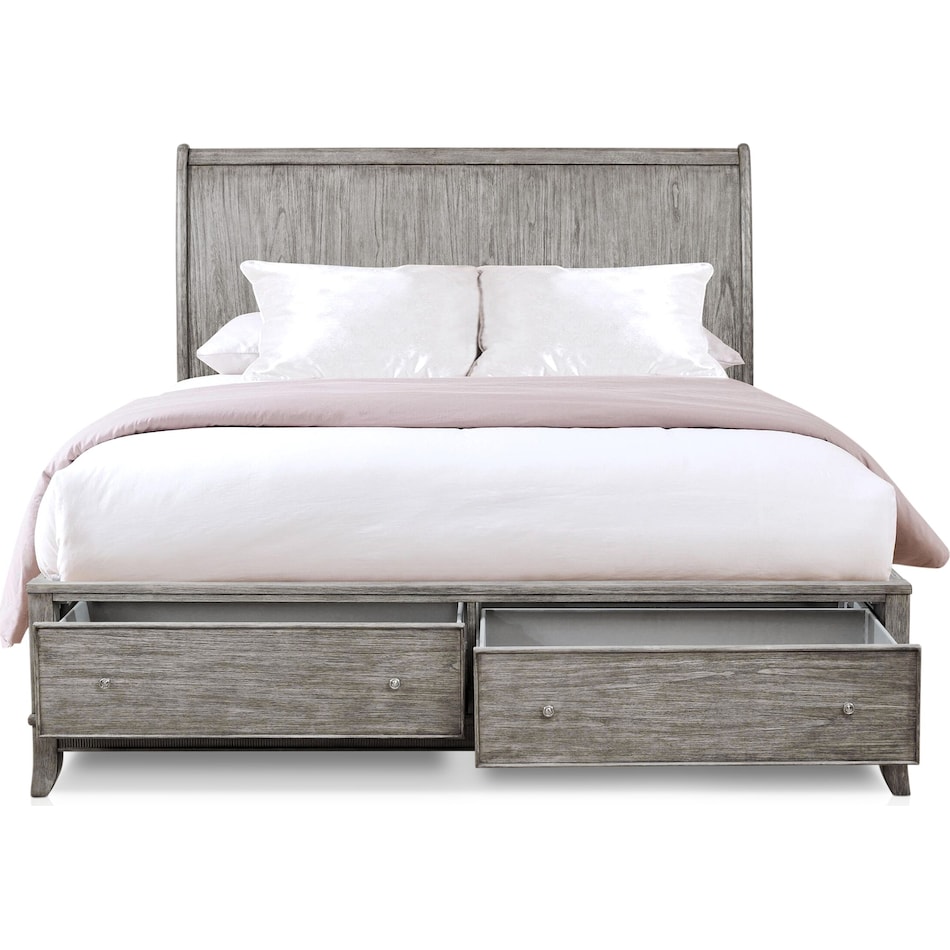 hazel gray king storage bed   