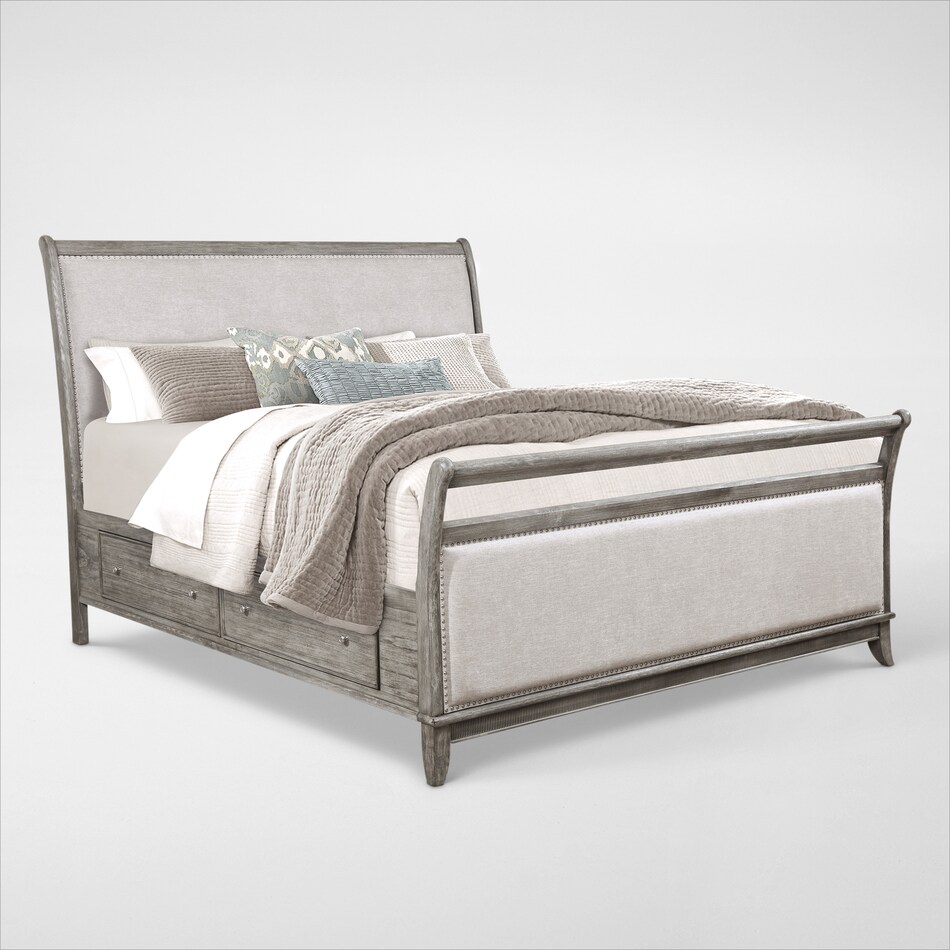 hazel gray queen storage bed   