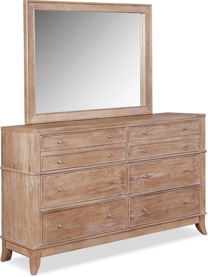 Hazel 6Piece Bedroom Set with 2Drawer Nightstand, Dresser and Mirror