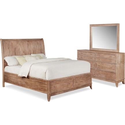 Hazel 5-Piece King Bedroom Set with Dresser and Mirror - Latte