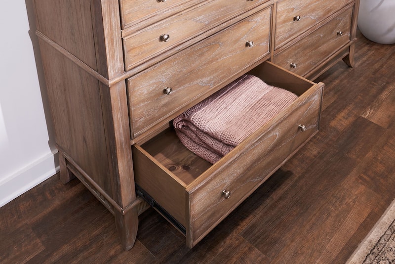 Hazel 6Piece Bedroom Set with 2Drawer Nightstand, Dresser and Mirror