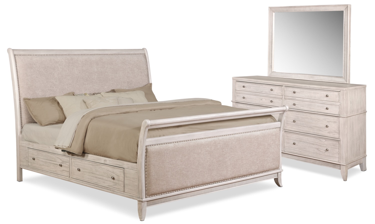 Hazel 5Piece King Upholstered Bedroom Set with Dresser and Mirror