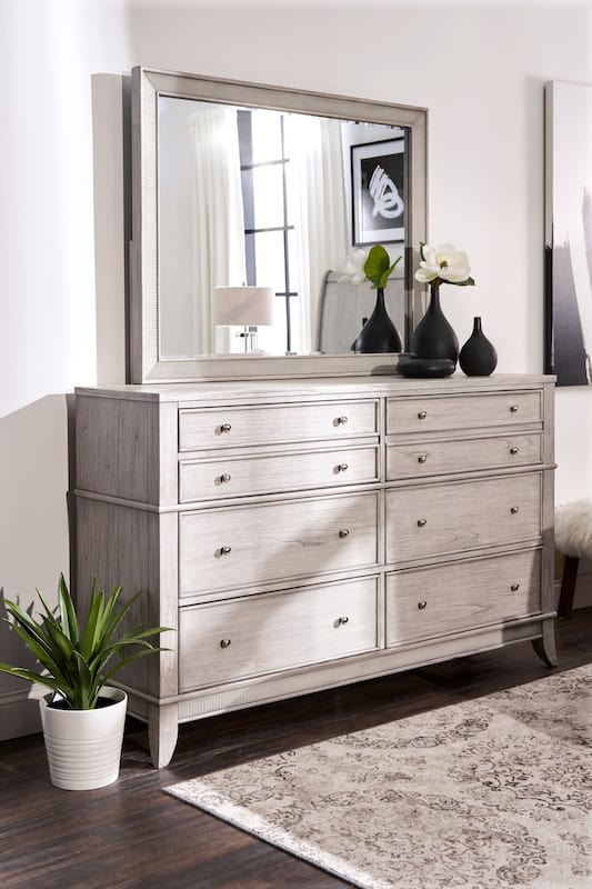 Hazel 6Piece Bedroom Set with 2Drawer Nightstand, Dresser and Mirror