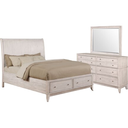 Hazel 5-Piece Queen Bedroom Set with Dresser and Mirror - Water White