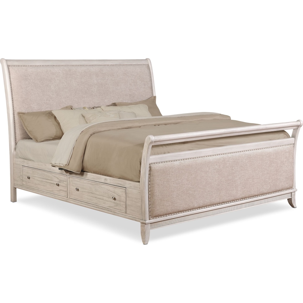 hazel white queen bed   