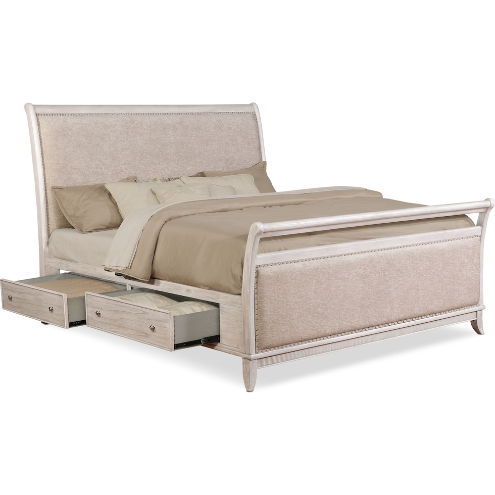 hazel white queen bed   
