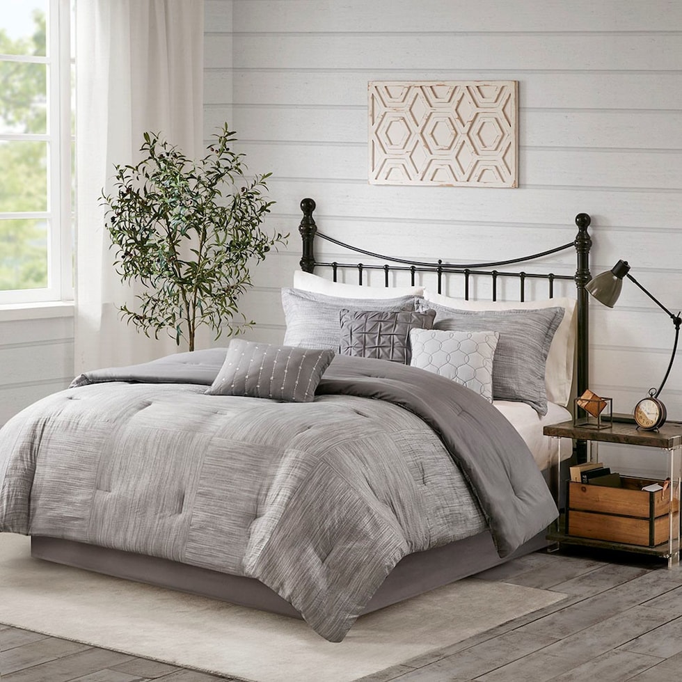 heiress gray california king bedding set   