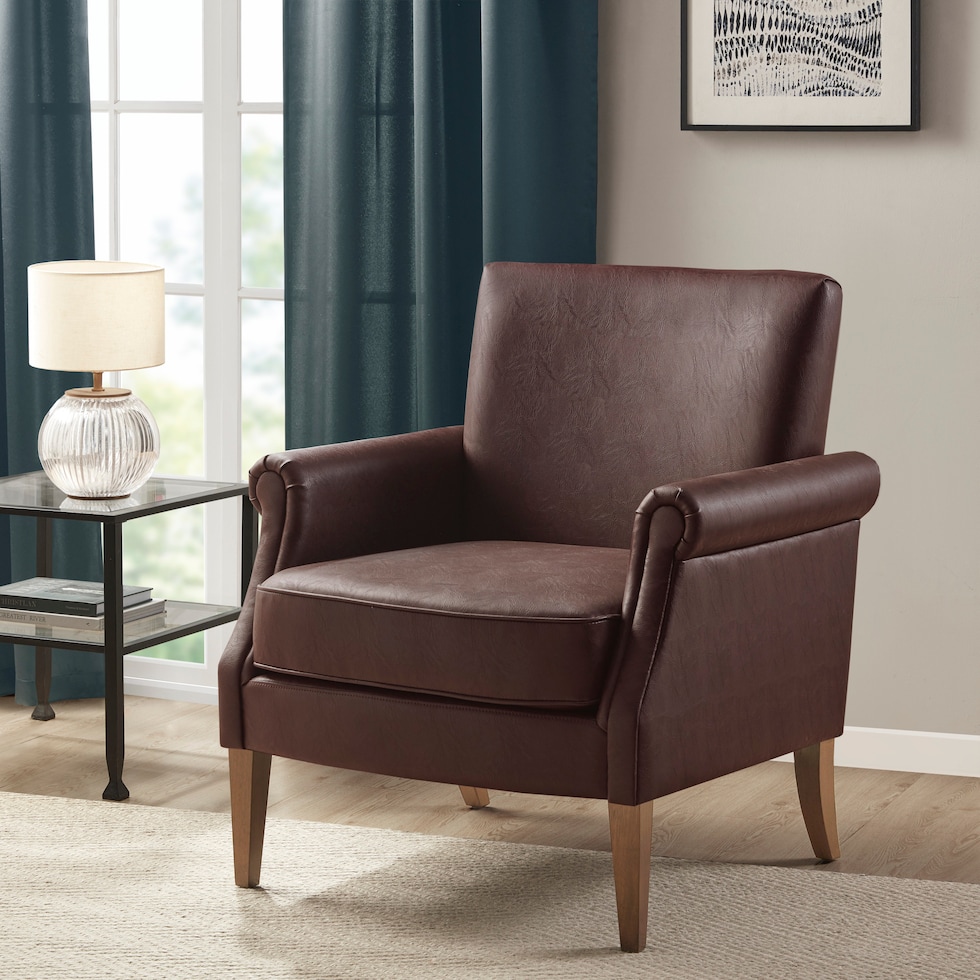 helms dark brown accent chair   