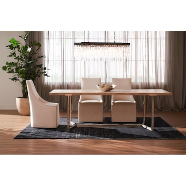 Heritage Dining Table with 6 Nicolette Dining Chairs - Sand
