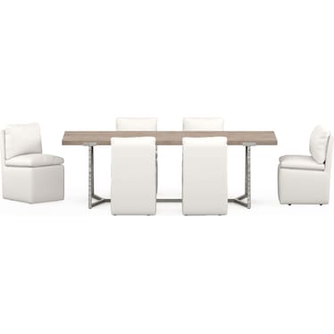 Heritage Dining Table with 6 Ballard Side Chairs - Shell