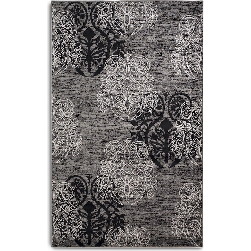 hermes gray black area rug  x    