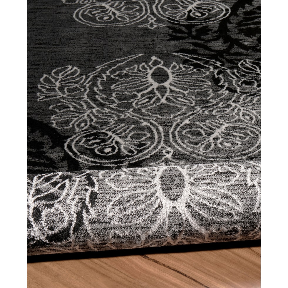 hermes gray black area rug  x    