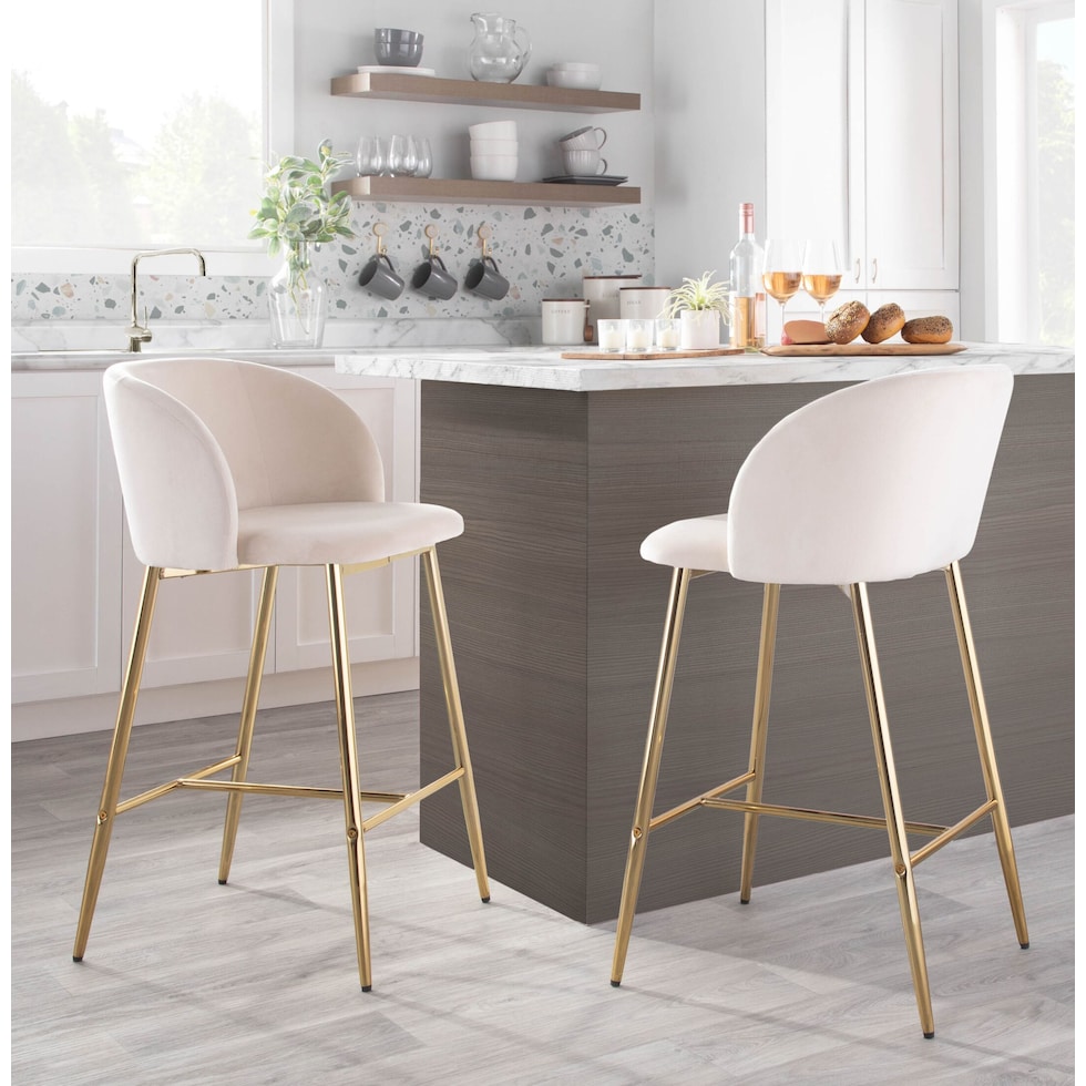 hermione gold cream counter height stool   