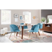 hermione gold light blue dining chair   