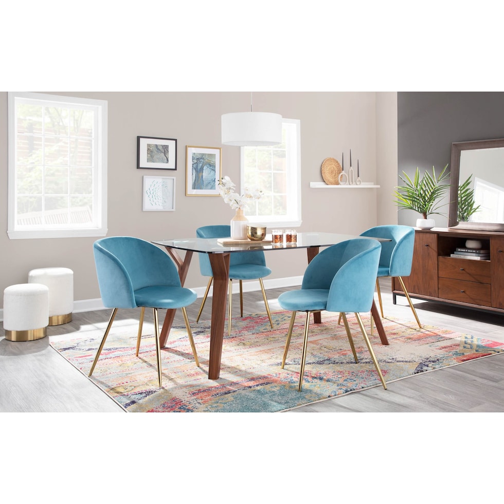 hermione gold light blue dining chair   