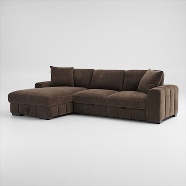 Hero 2-Piece Media Sleeper Sectional with Left-Facing Chaise - Brown
