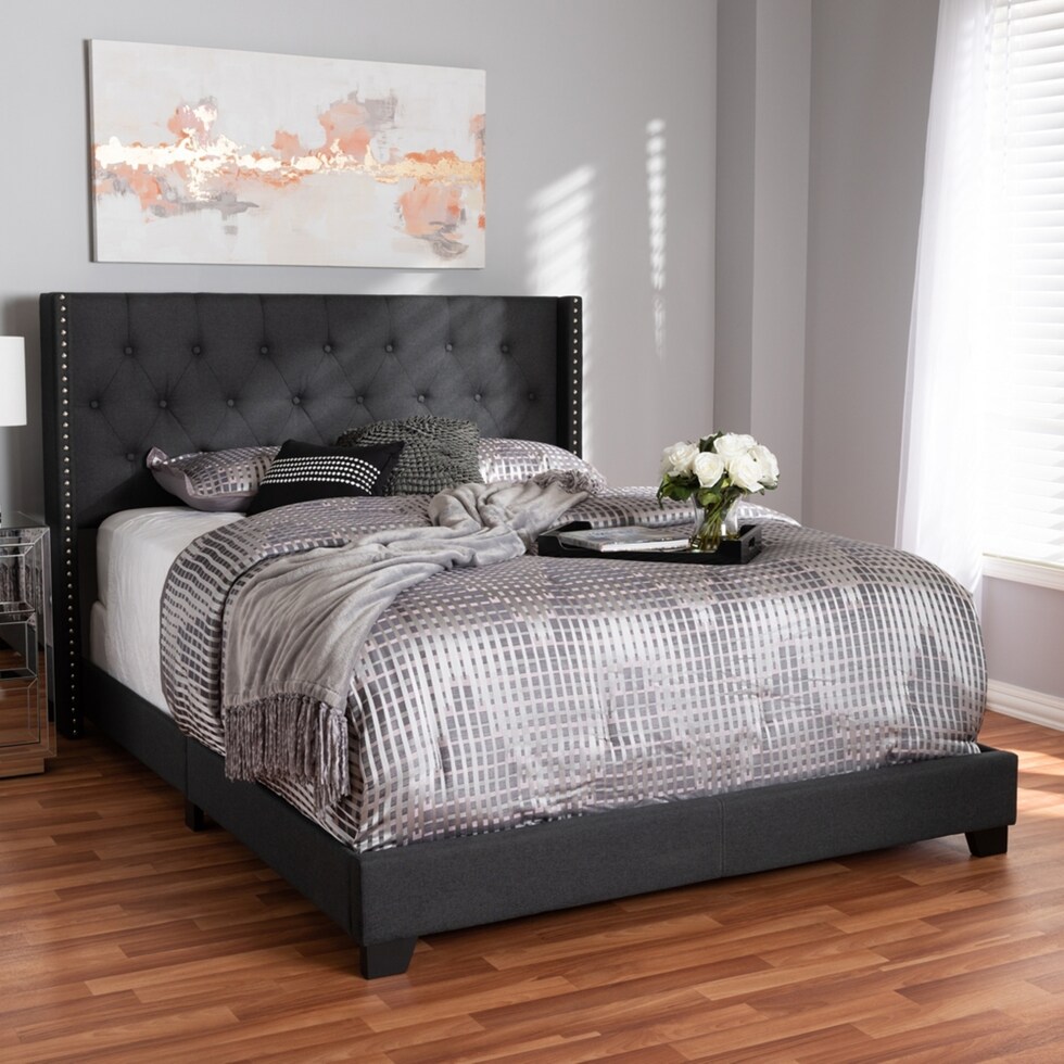 heston gray queen bed   