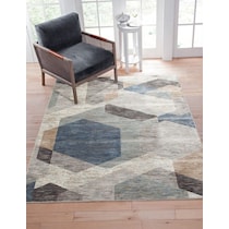 hexa blue area rug  x    