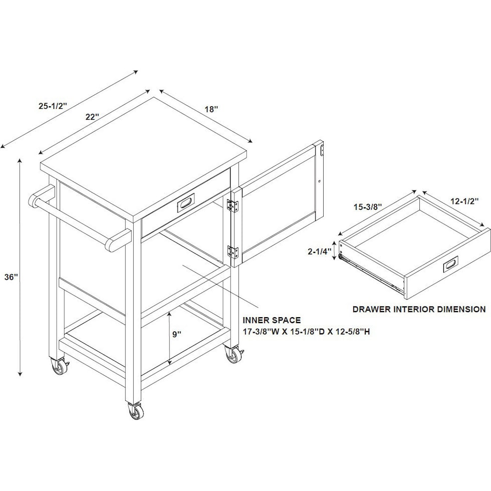 highland gray kitchen cart   