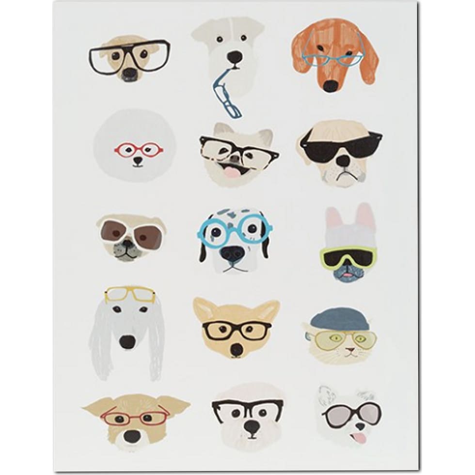 hip dog white wall art   