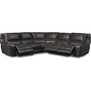 Holden 5-Piece Dual-Power Reclining Sectional with 3 Reclining Seats - Gray