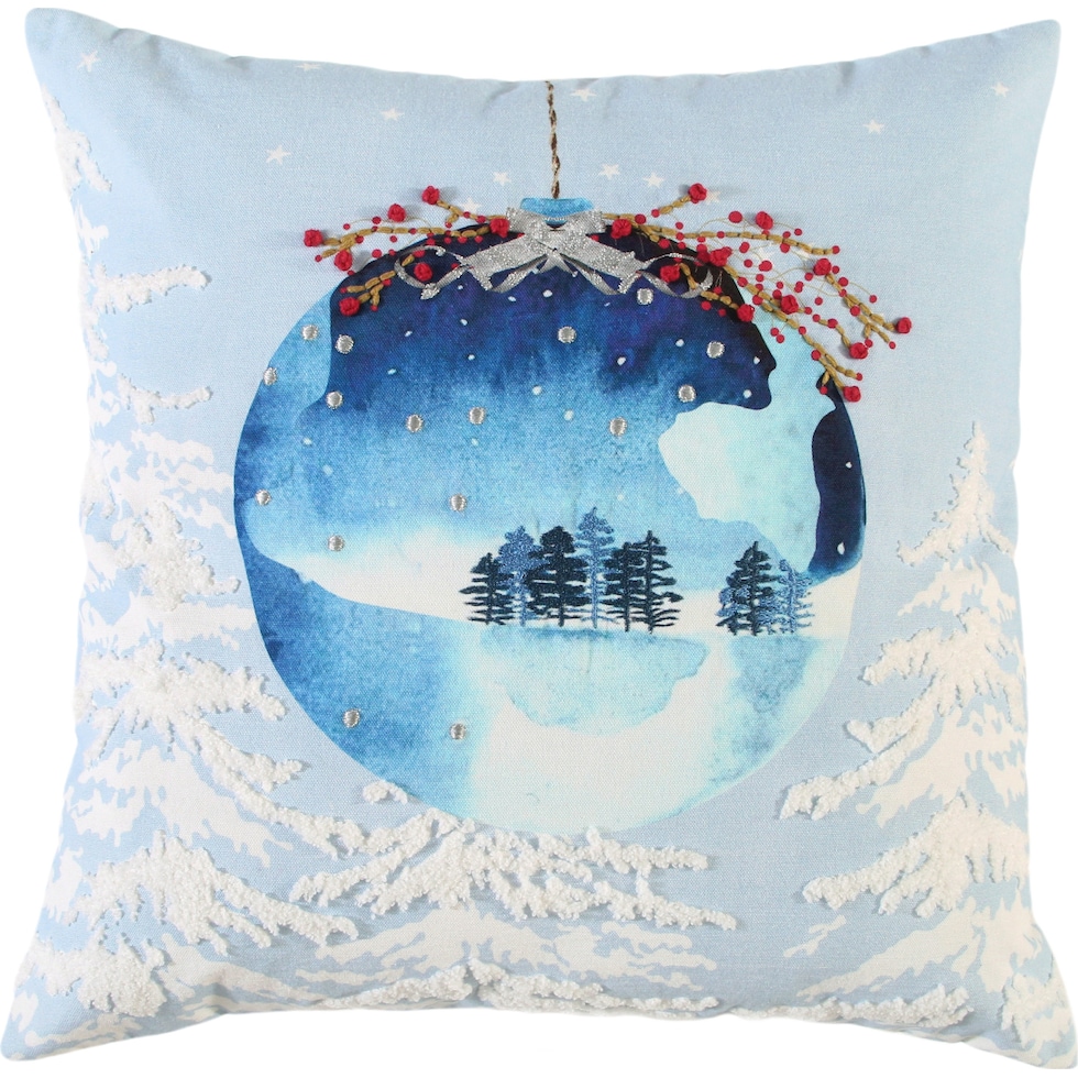 holiday ornament blue accent pillow   