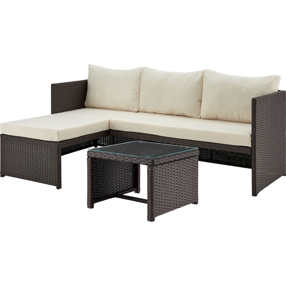 houston brown cream outdoor sectional set   
