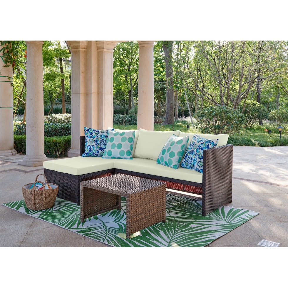 houston brown cream outdoor sectional set   