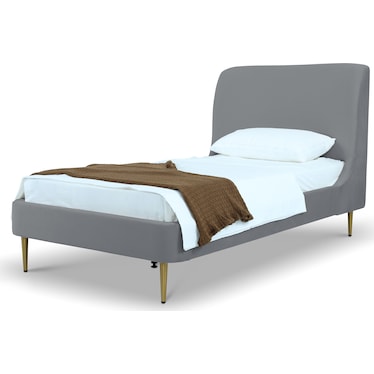 Hudgens Twin Upholstered Platform Bed - Gray