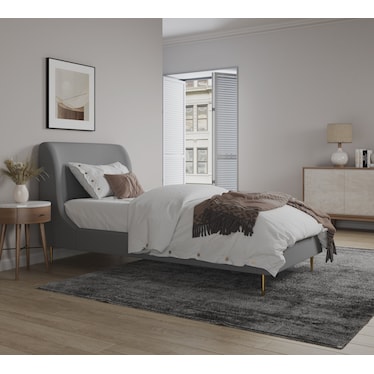 Hudgens Twin Upholstered Platform Bed - Gray
