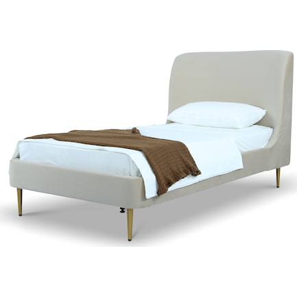 Hudgens Twin Upholstered Platform Bed - Cream